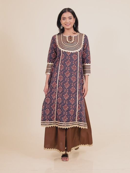 Linen Cotton Ikat Kurta