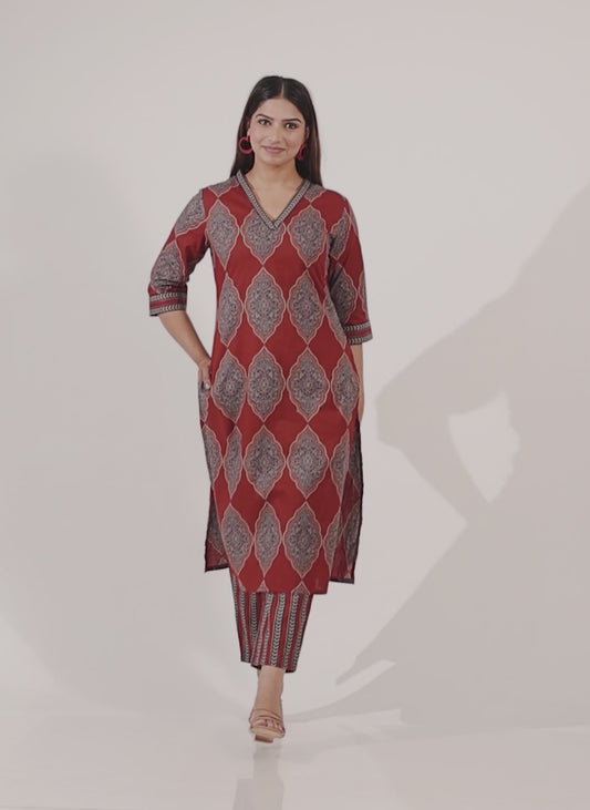 Soft Cotton Geometric Kurta