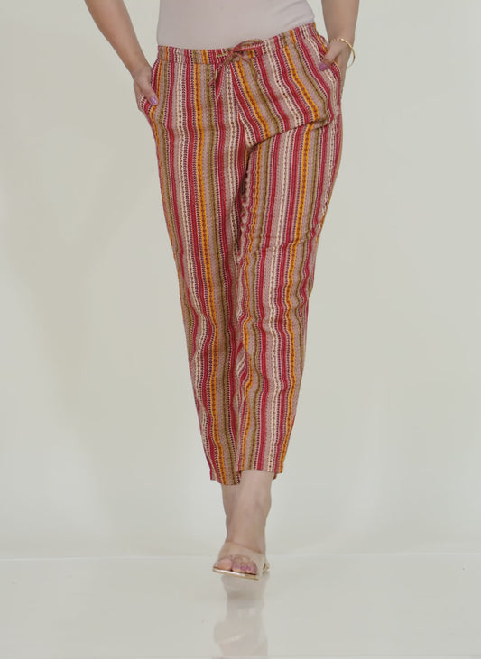 Kantha Cotton Striped Pant