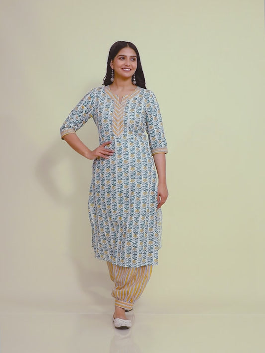 Soft Cotton Striped Straight Yellow Kurta