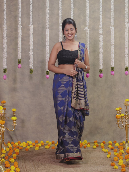 Chanderi Royal Blue Saree