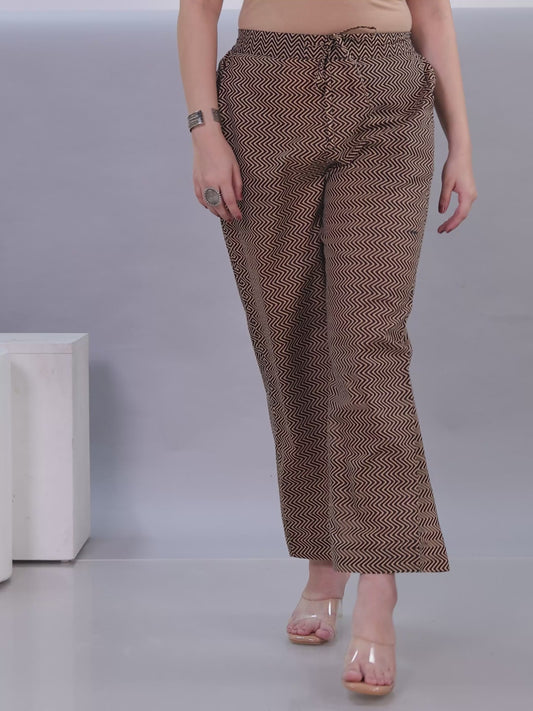 Soft Cotton Striped Navy Blue Straight Trousers