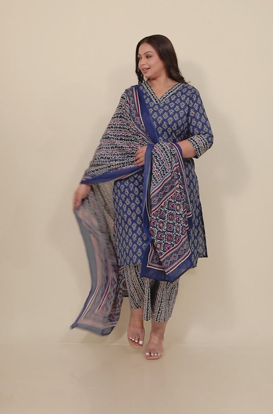 Soft Cotton Geometric Kurta