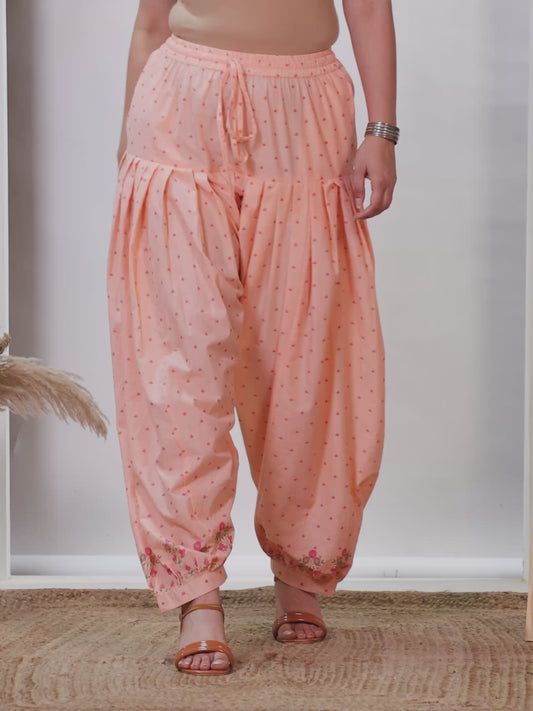 Soft Cotton Floral Peach Salwar
