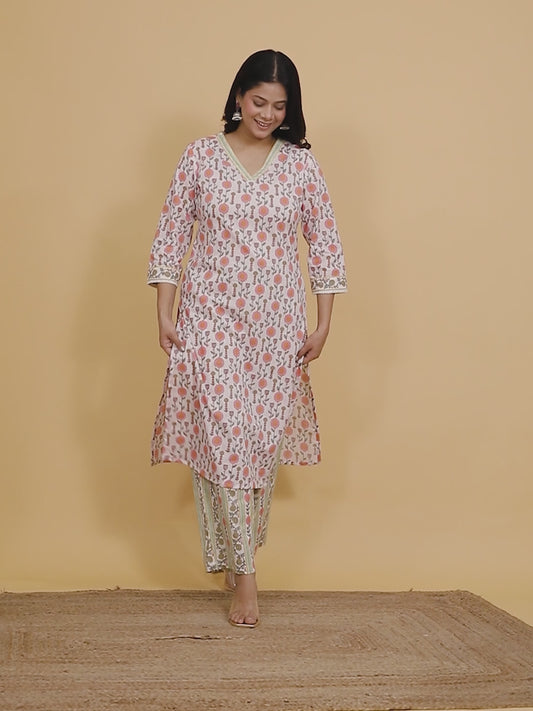 Soft Cotton Floral Kurta