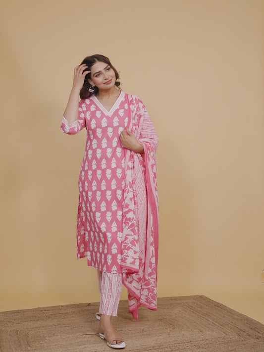 Soft Cotton Floral Kurta