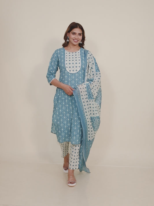 Soft Cotton Geometric Kurta