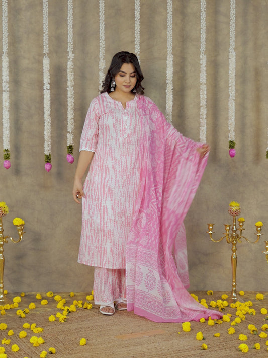 Soft Cotton Tie-dye A-line Off White Kurta