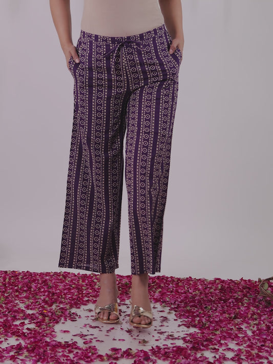 Soft Cotton Bandhani Purple Palazzo