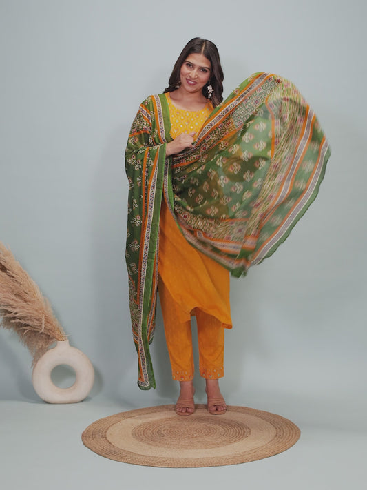 Soft Cotton Solid Straight Yellow Kurta