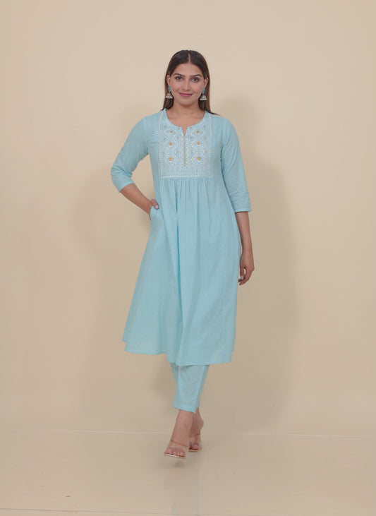 Lurex Cotton Self Design Kurta