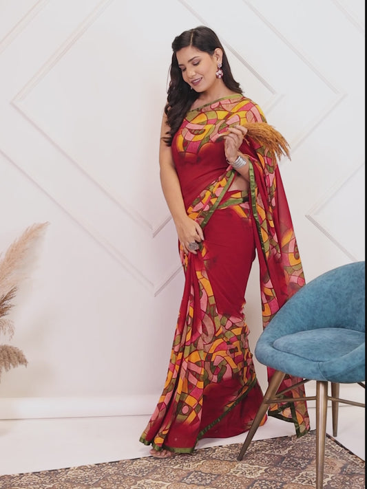 Chiffon Digital Multicolor Saree