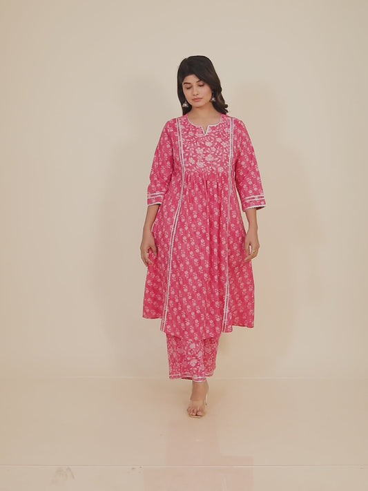 Kantha Cotton Floral Kurta