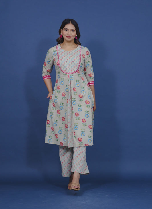 Soft Cotton Floral Kurta