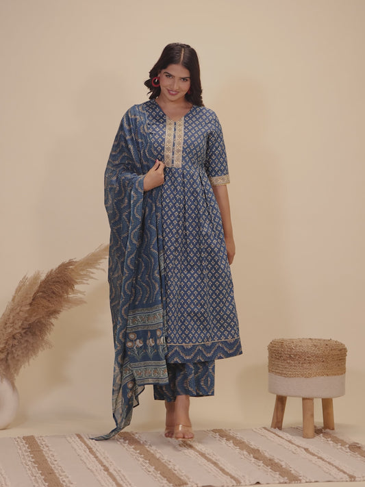 Soft Cotton Geometric Kurta