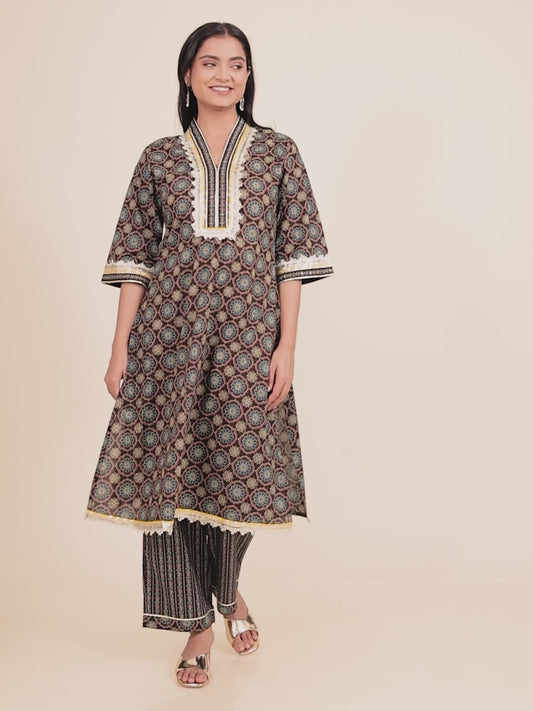 Soft Cotton Geometric Kurta