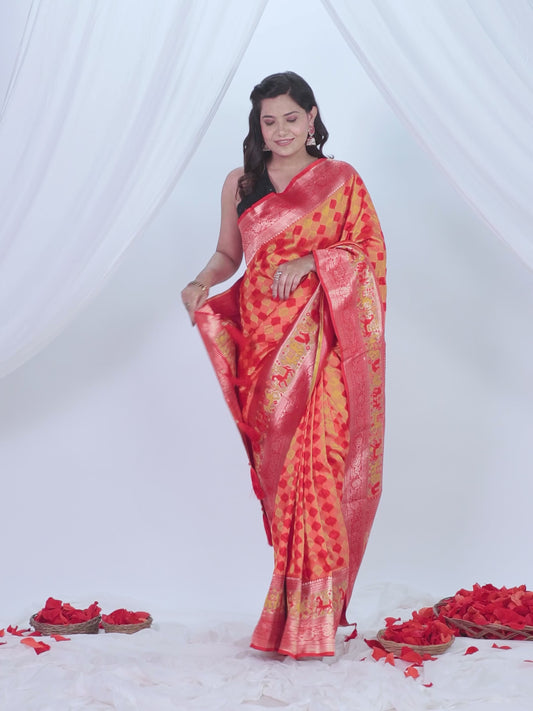 Brocade Orange Saree