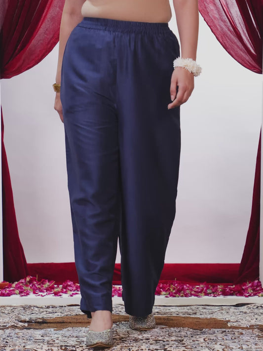 Crepe Solid Blue Palazzo
