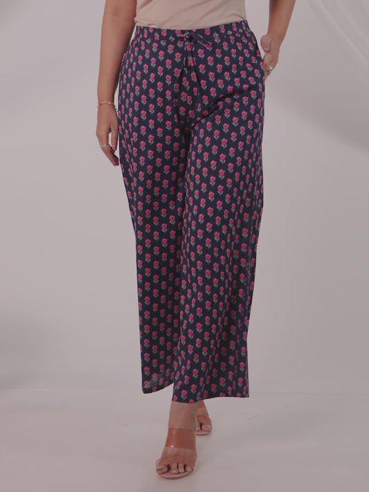 Soft Cotton Floral Blue Palazzo