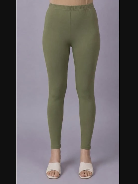 Knit Solid Olive Leggings