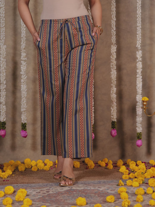 Soft Cotton Striped Blue Palazzo
