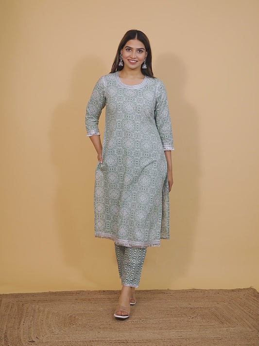 Soft Cotton Geometric Kurta