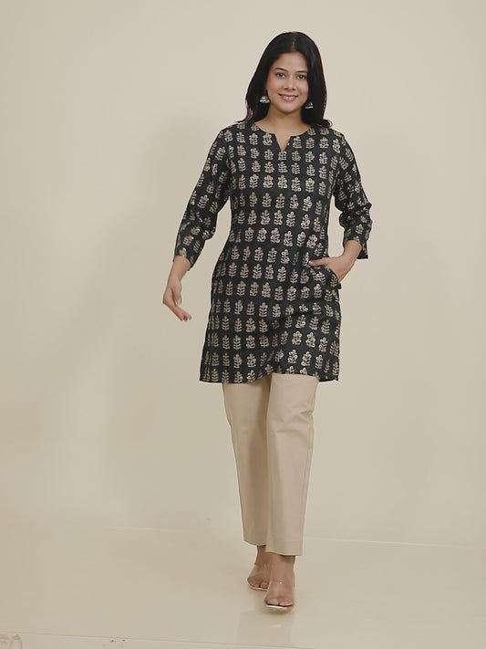 Slub Rayon Gold foil Kurti