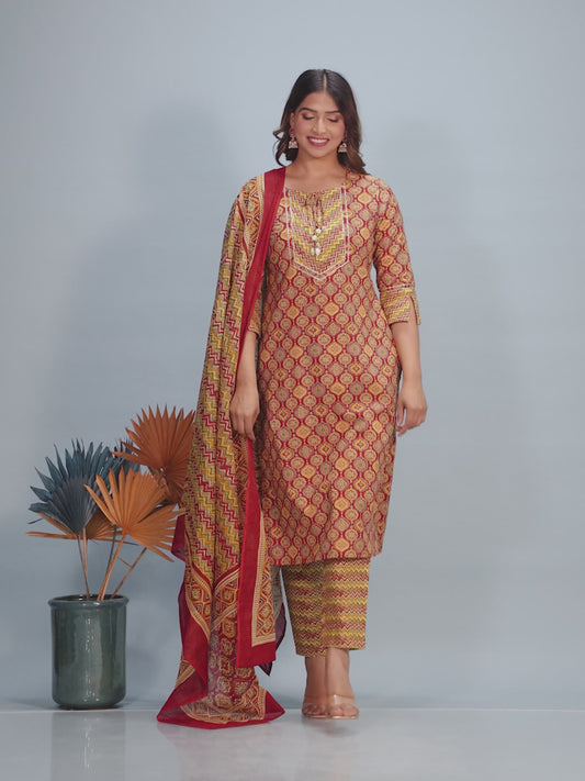 Soft Cotton Geometric Kurta