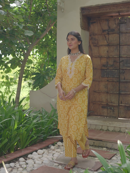 Soft Cotton Geometric Kurta