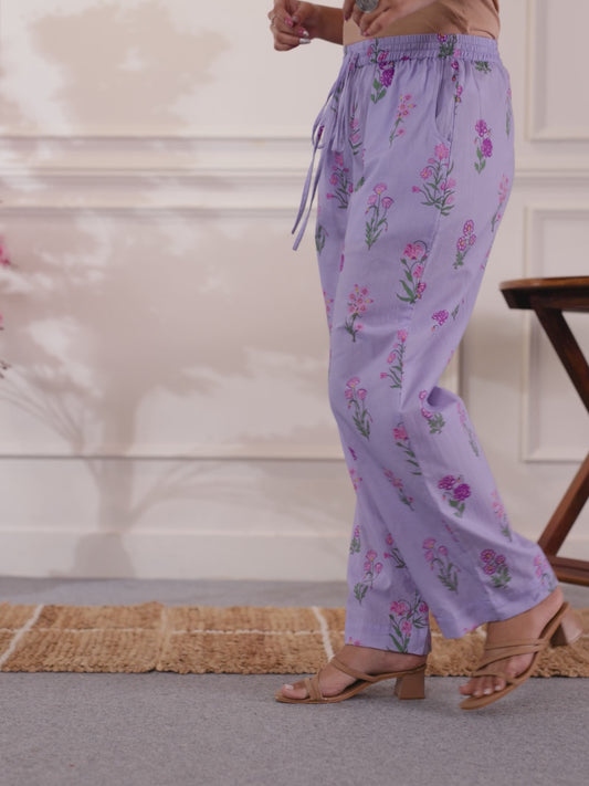 Soft Cotton Butta Lavender Trousers