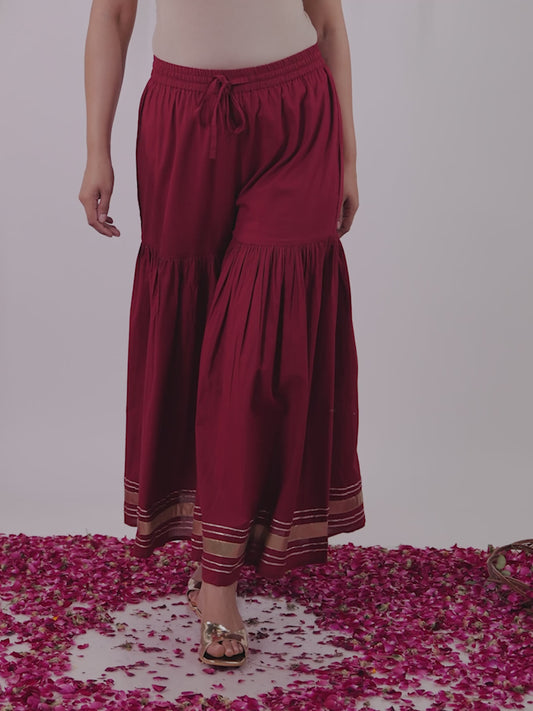 Soft Cotton Solid Maroon Tapered Trousers