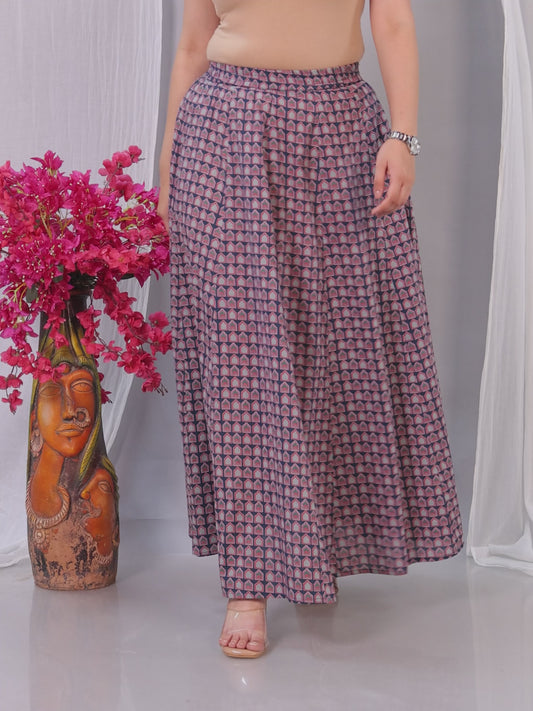 Soft Cotton Mughal Print Teal Skirt