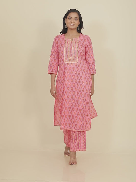 Soft Cotton Floral Kurta