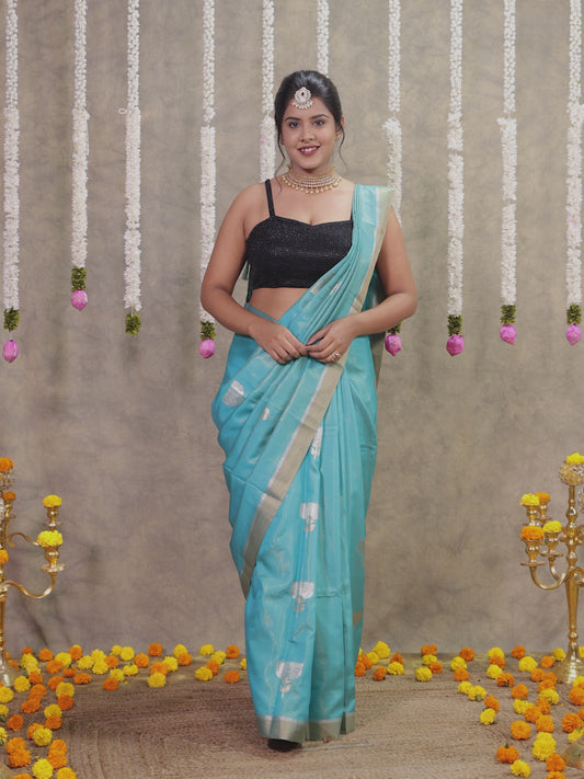 Brocade Sea Green Saree