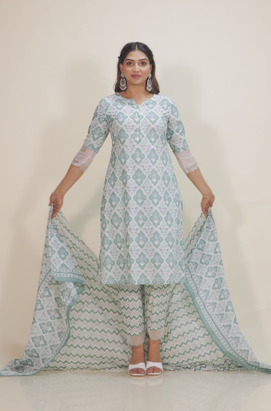 Soft Cotton Geometric Kurta