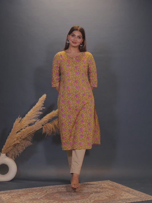 Soft Cotton Floral Kurta