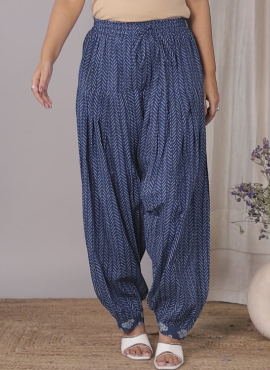 Soft Cotton Chevron Blue Salwar