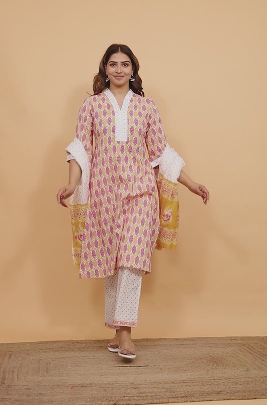 Soft Cotton Geometric Kurta