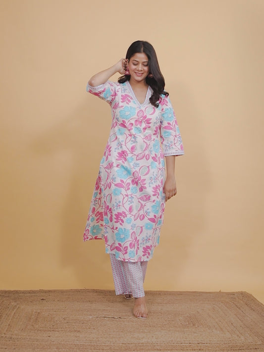 Soft Cotton Floral Kurta