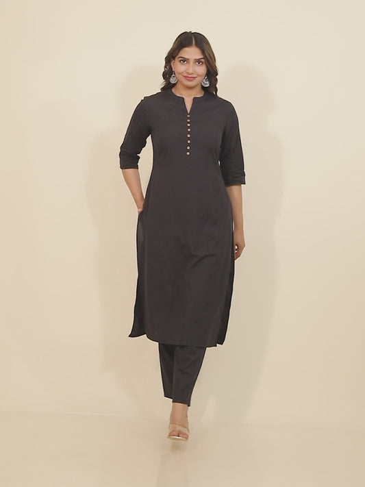 Linen Cotton Solid Kurta