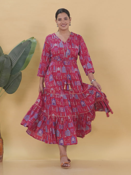 Soft Cotton Floral Straight Pink Kurta