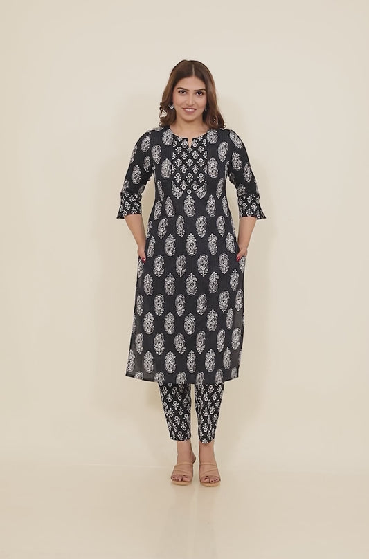 Kantha Cotton Paisley Kurta