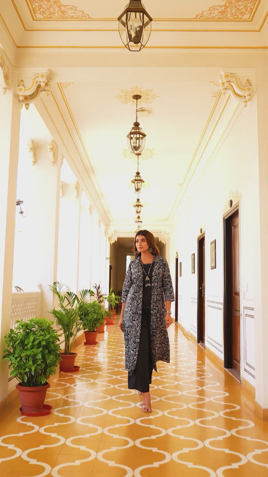 Soft Cotton Solid Straight Black Kurta