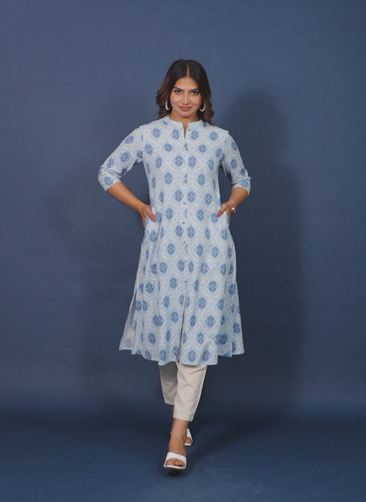 Linen Cotton Ikat Kurta