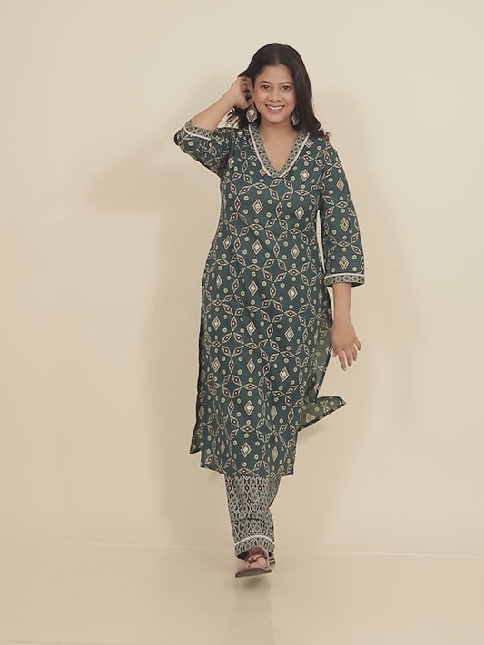 Soft Cotton Geometric Kurta