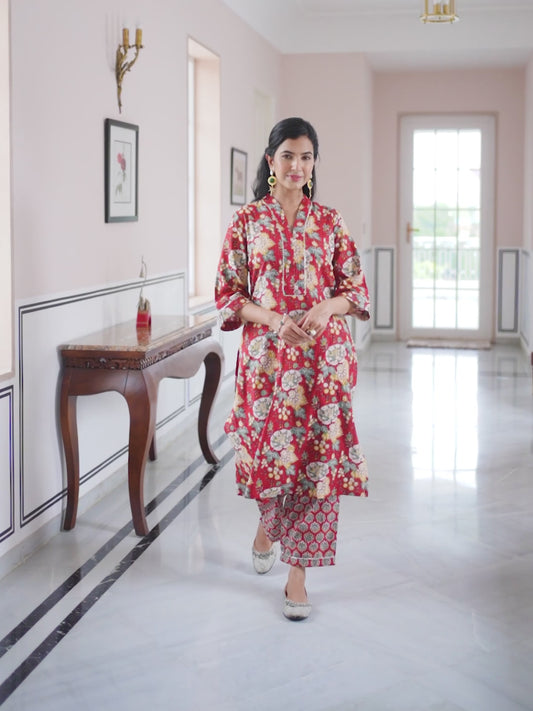 Kantha Cotton Floral Kurta