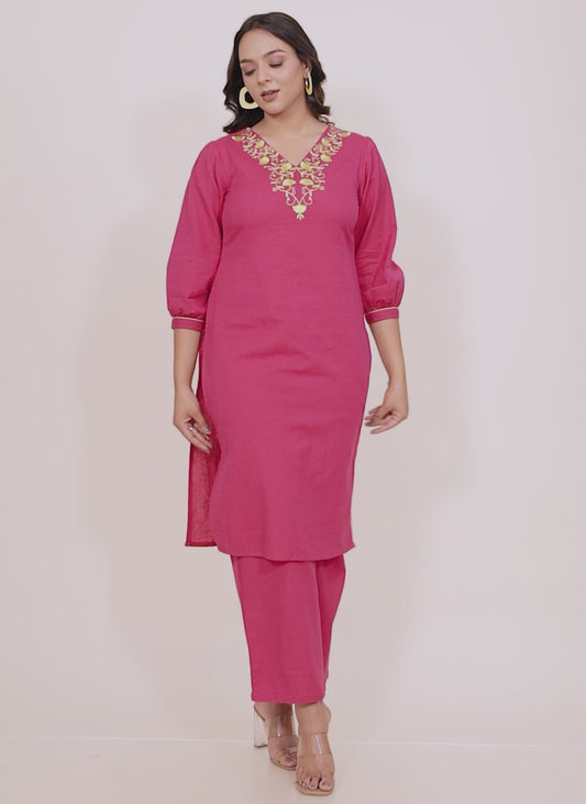 Linen Cotton Solid Kurta