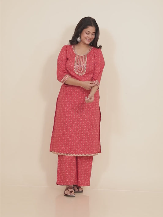 Blend Cotton Floral Kurta