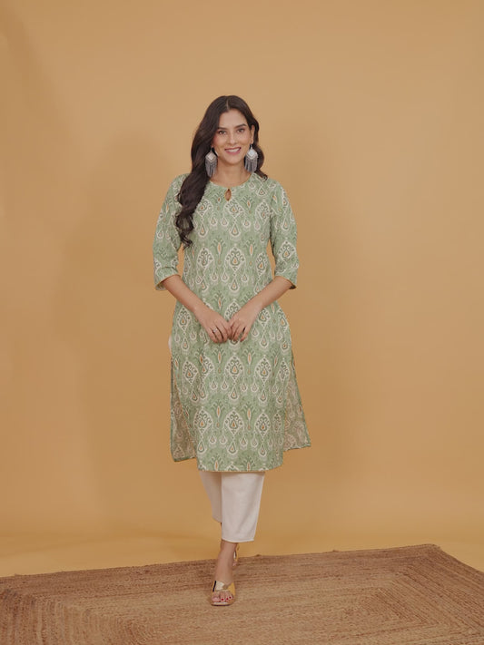 Linen Cotton Ikat Kurta