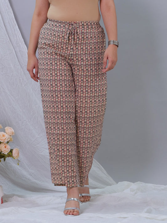 Soft Cotton Striped Black Flared Trousers